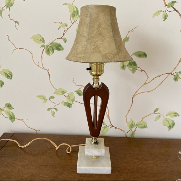 Vintage | Accents | Mid Century Modern Danish Wood Marble Brass Lamp 65 ... - Marble Scandinavian Vintage Decor